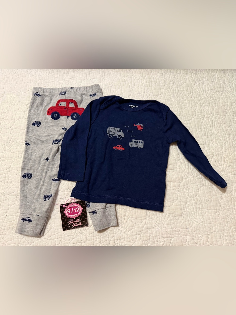Carter's Navy Blue and Gray Boys Matching Set with Red Accents